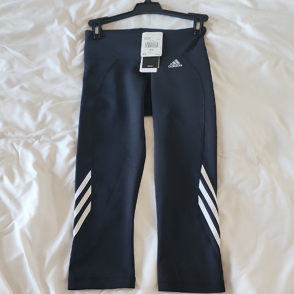 adidas Black and White Leggings with Signature Stripes